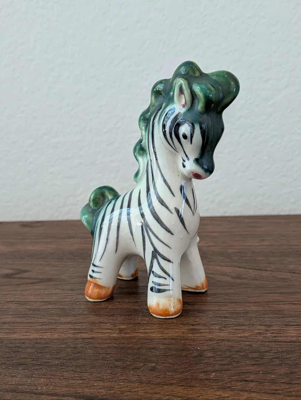 Vintage Porcelain Hand Painted Zebra Figurine Made In Japan MCM